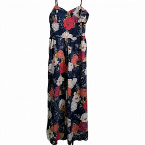 BAND OF THE FREE bold floral palazzo pant jumpsuit coastal lined padded top LG